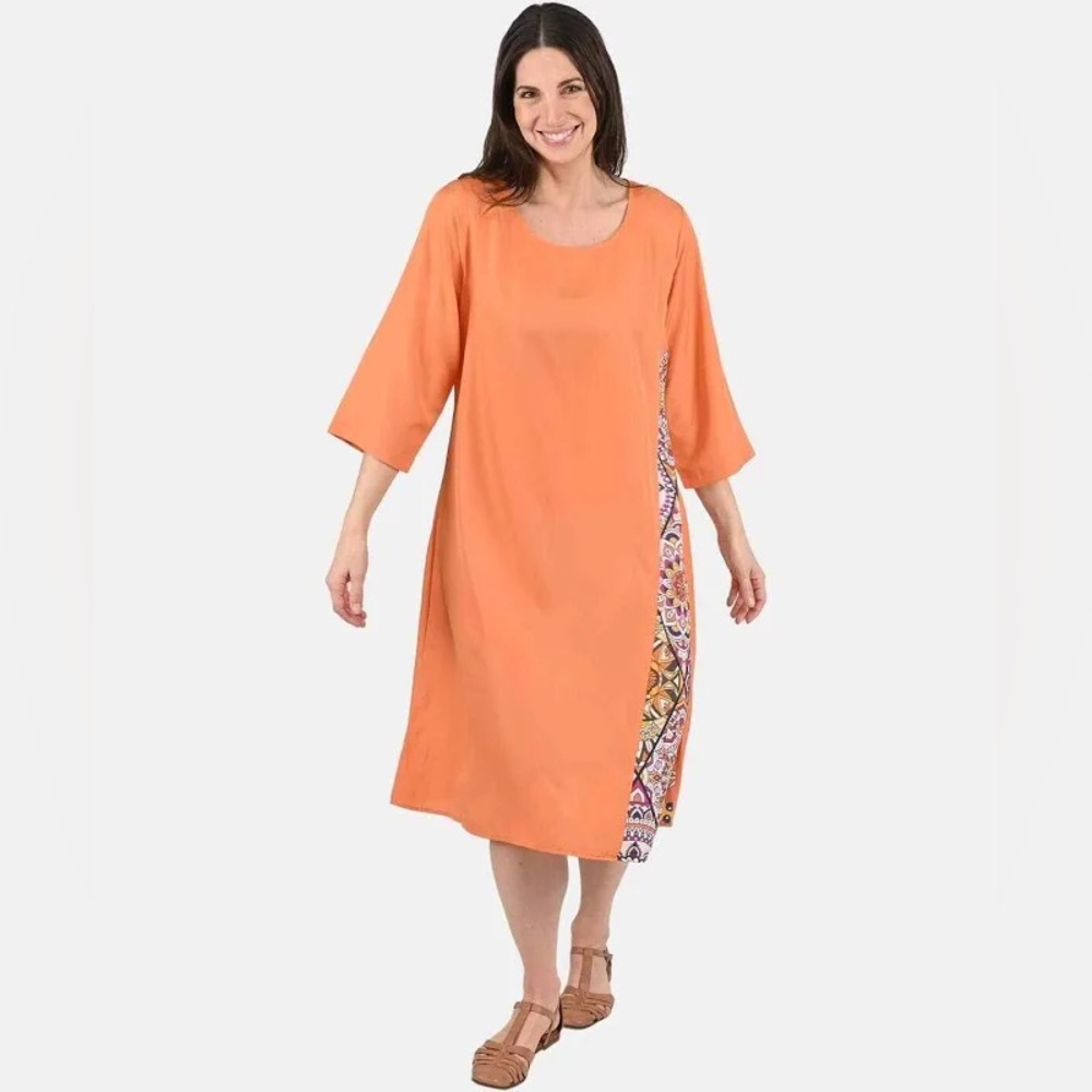 Side Patchwork Midi Dress